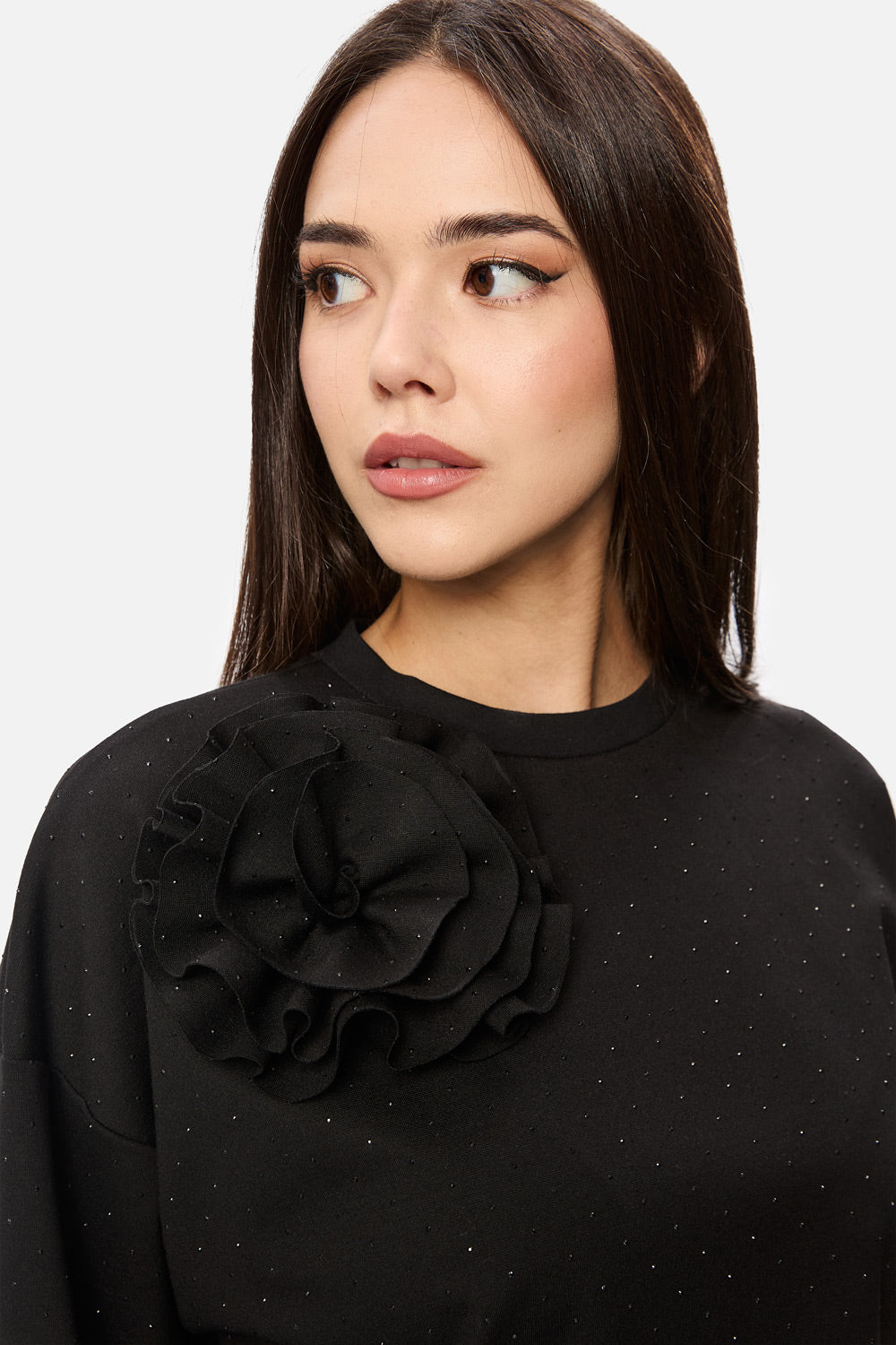 Rosa Black Sweater with Applied Rhinestones W