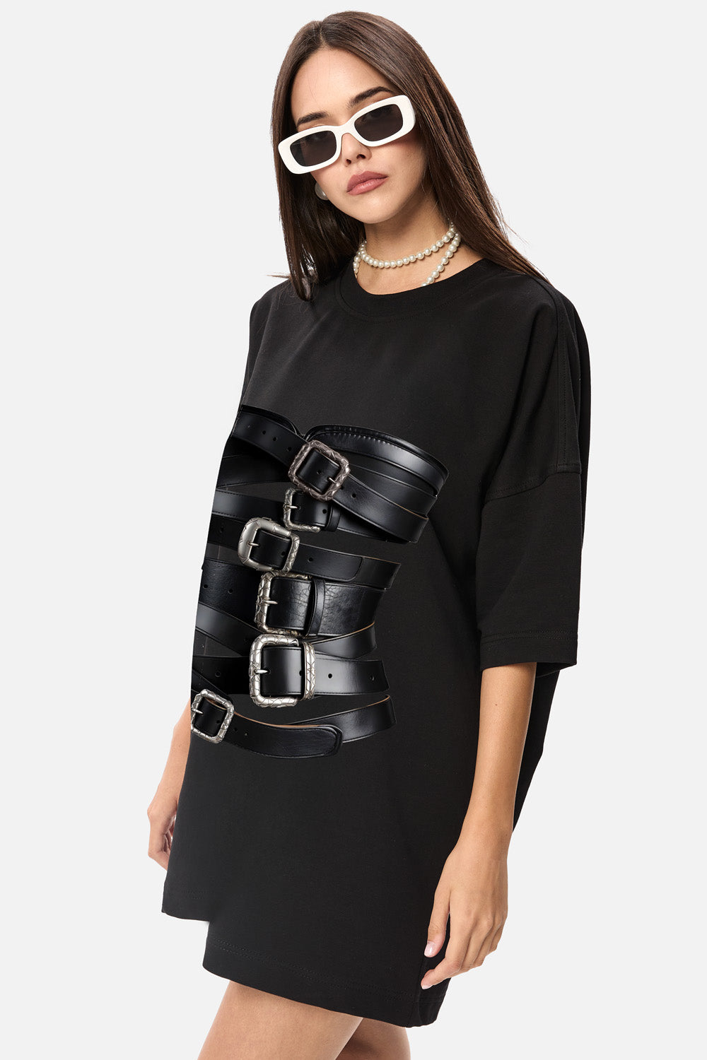 Dolce printed black t-shirt dress W