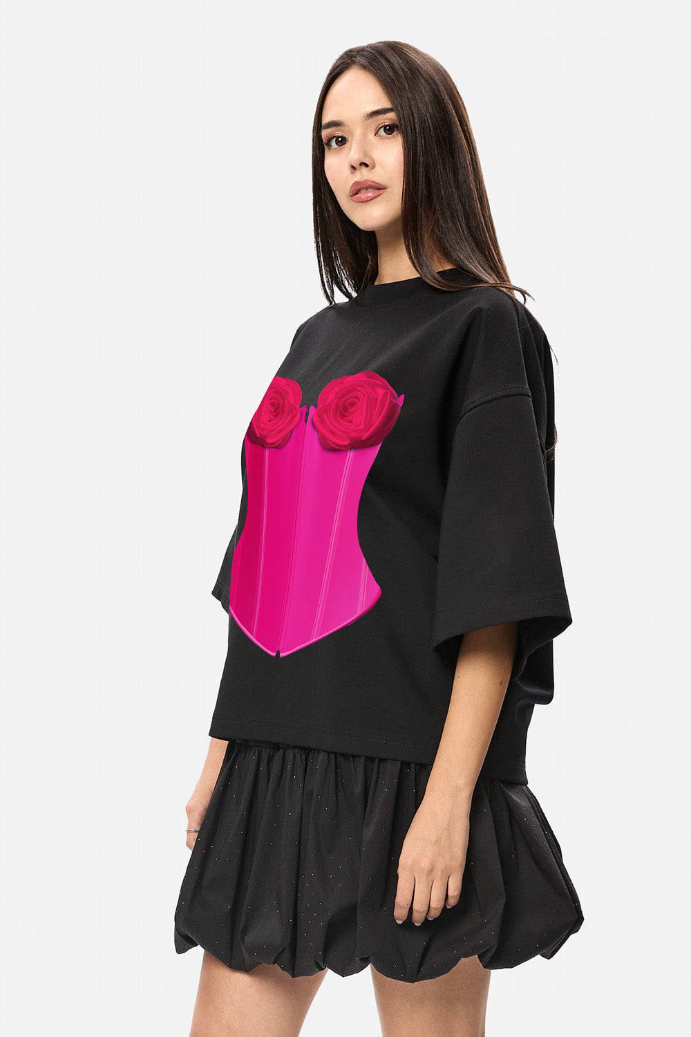 Roses black printed t-shirt W