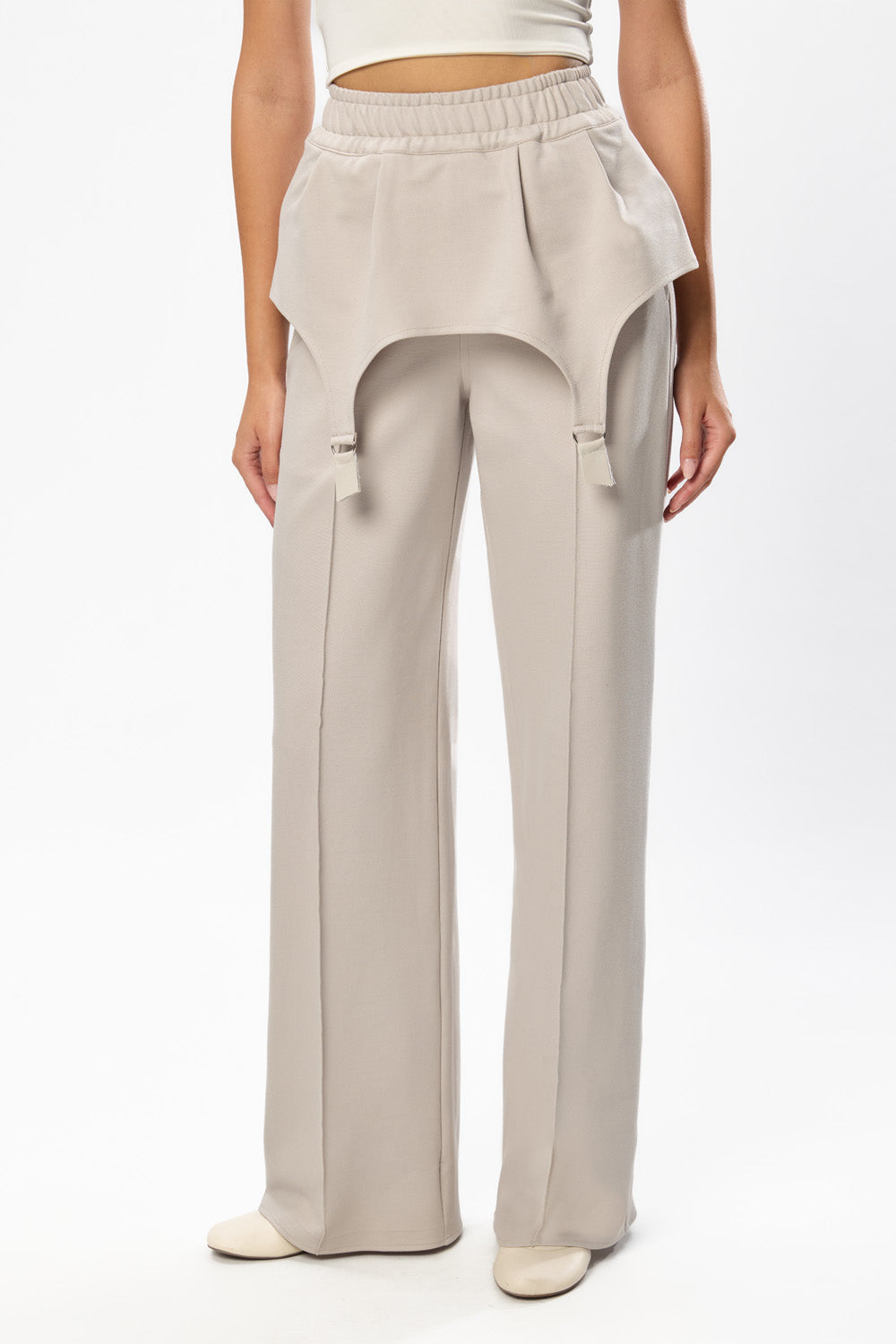 Goddess off white with  elastic and  garter straps Pants