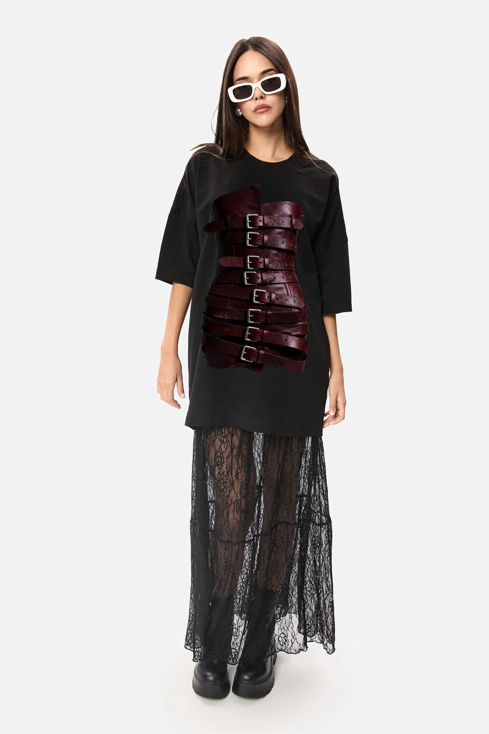 Sukienka T-shirt Bandana z nadrukiem gorsetu