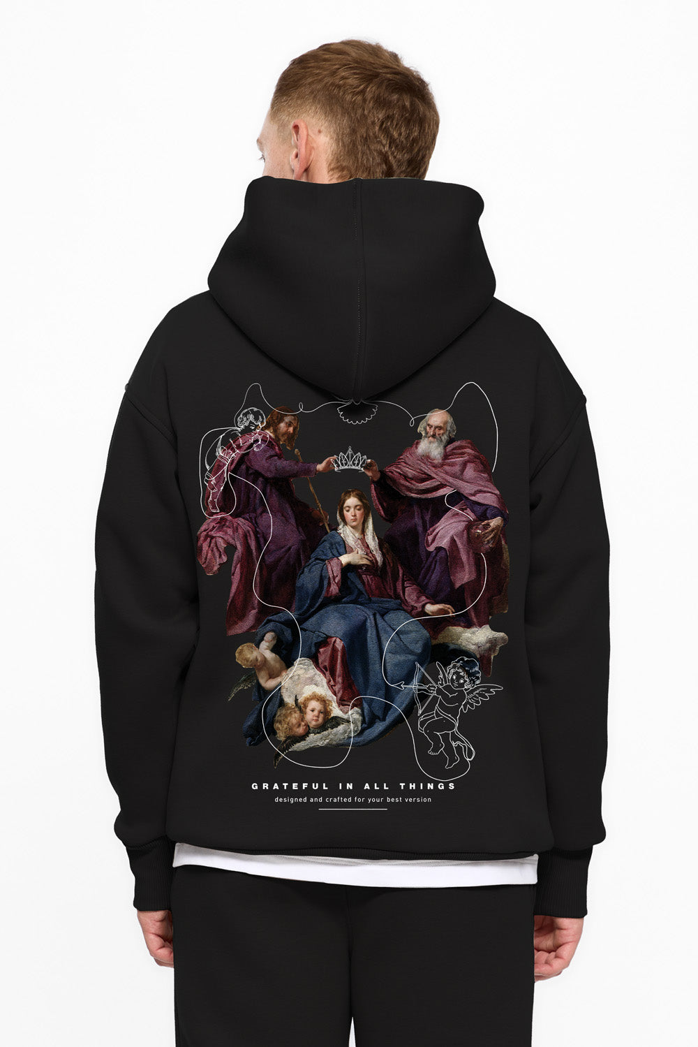 Hanorac Flausat Saint | Bărbați | Negru | Stil modern și elegant | Confort și funcționalitate | Atelier Hamza