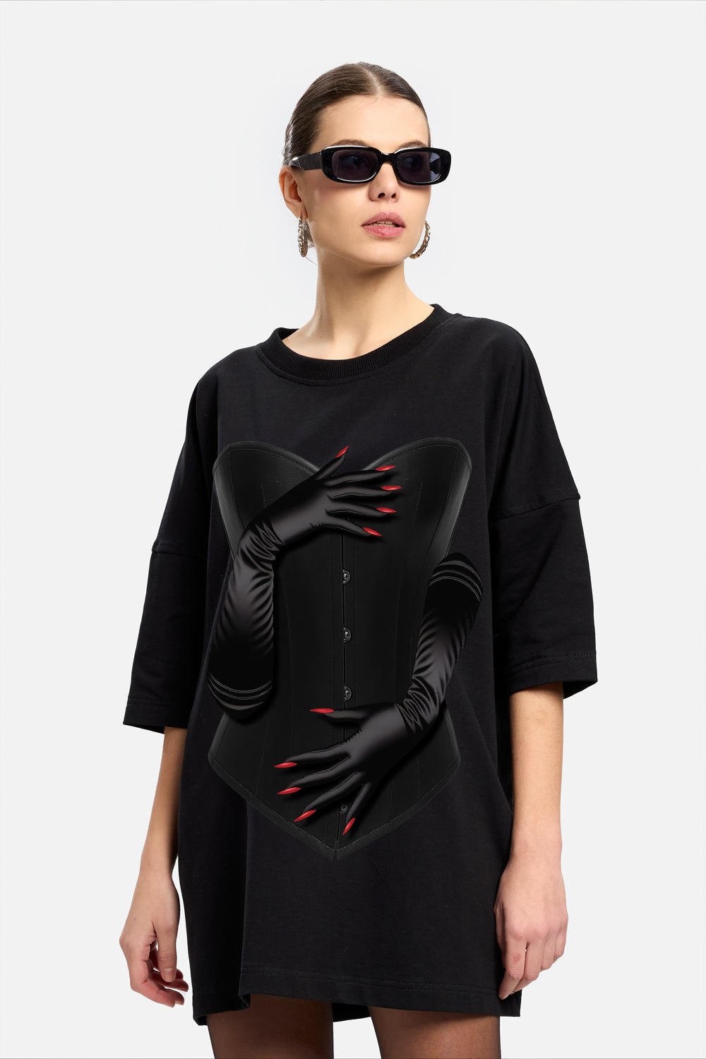 Sukienka T-shirt Bandana z nadrukiem gorsetu