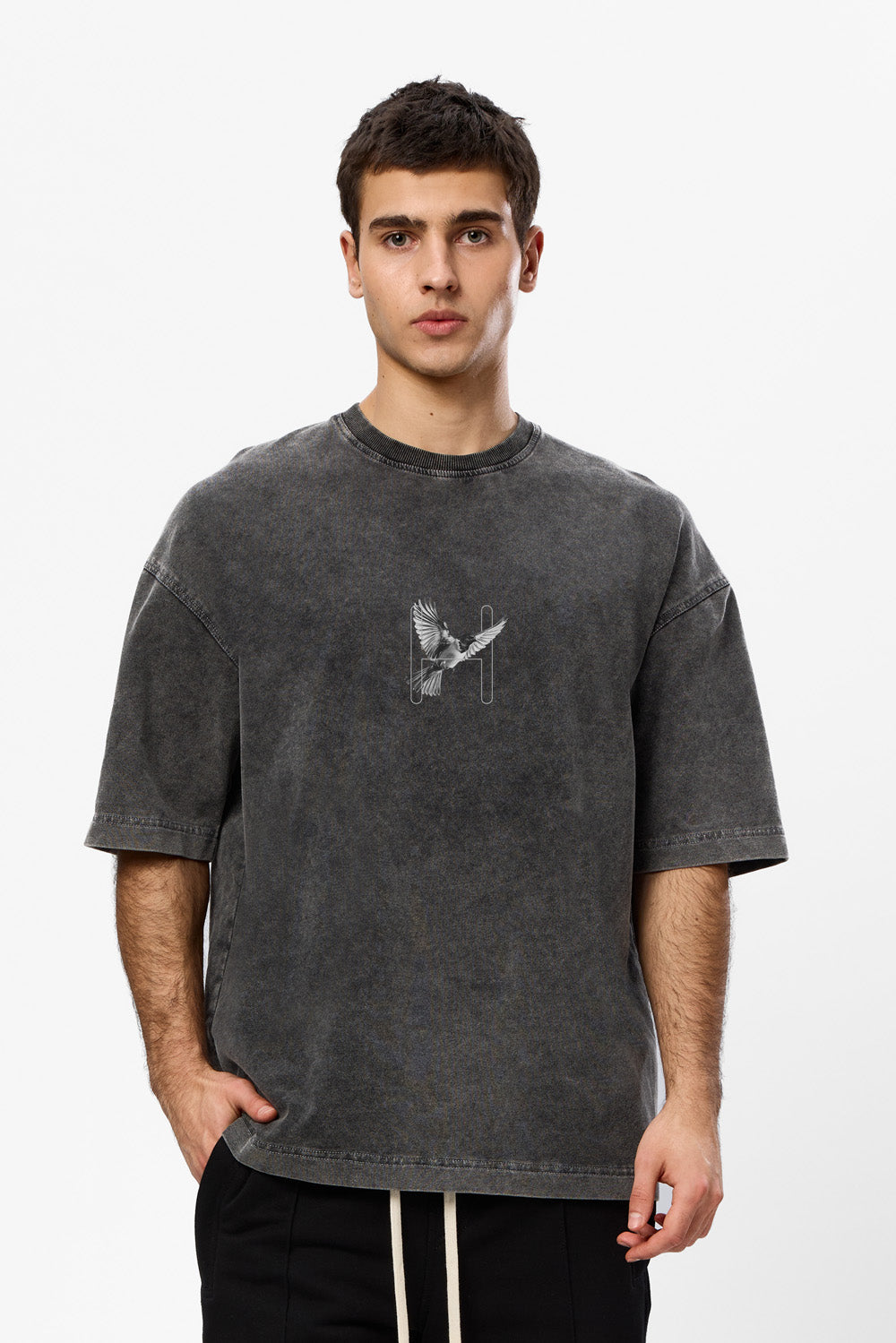 Birds Printed Vintage Grey T-Shirt