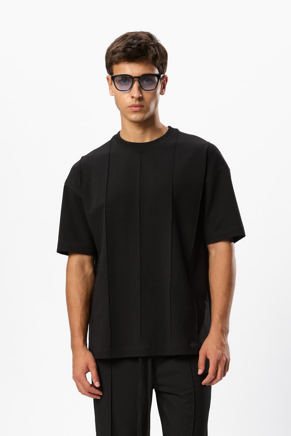 Linea Black T-shirt with stripes