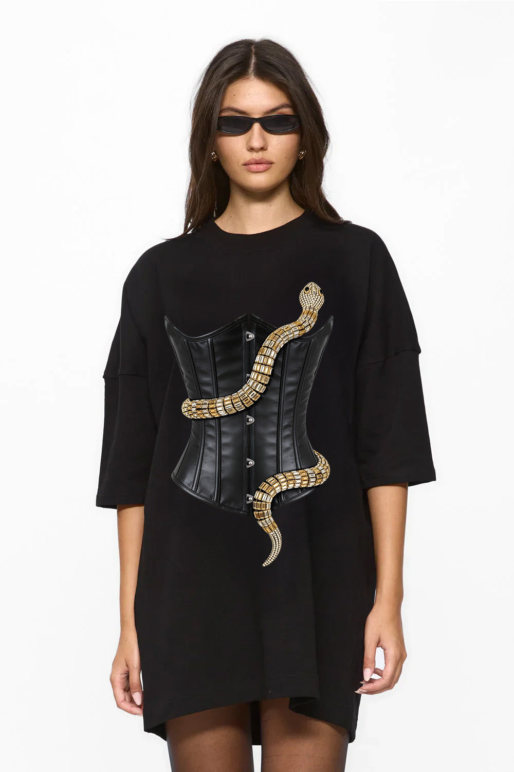 Sukienka T-shirt Bandana z nadrukiem gorsetu