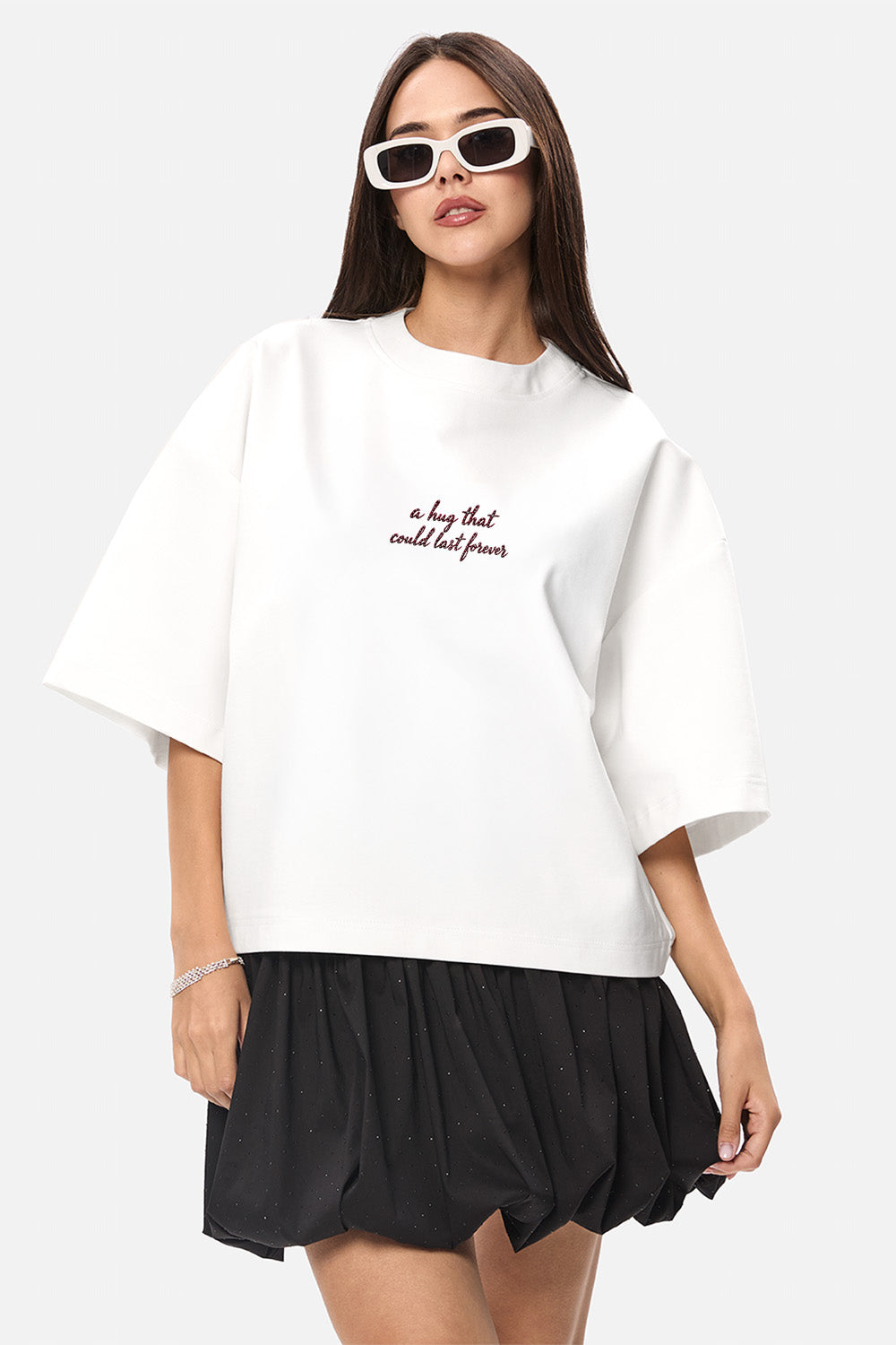 Burgundy Hands printed Off-White T-Shirt