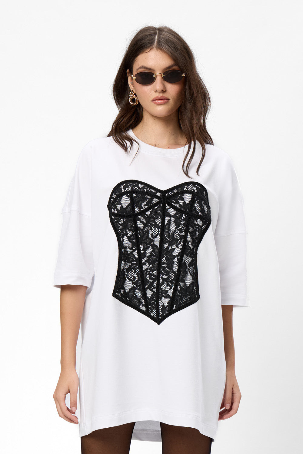 Sukienka T-shirt Bandana z nadrukiem gorsetu