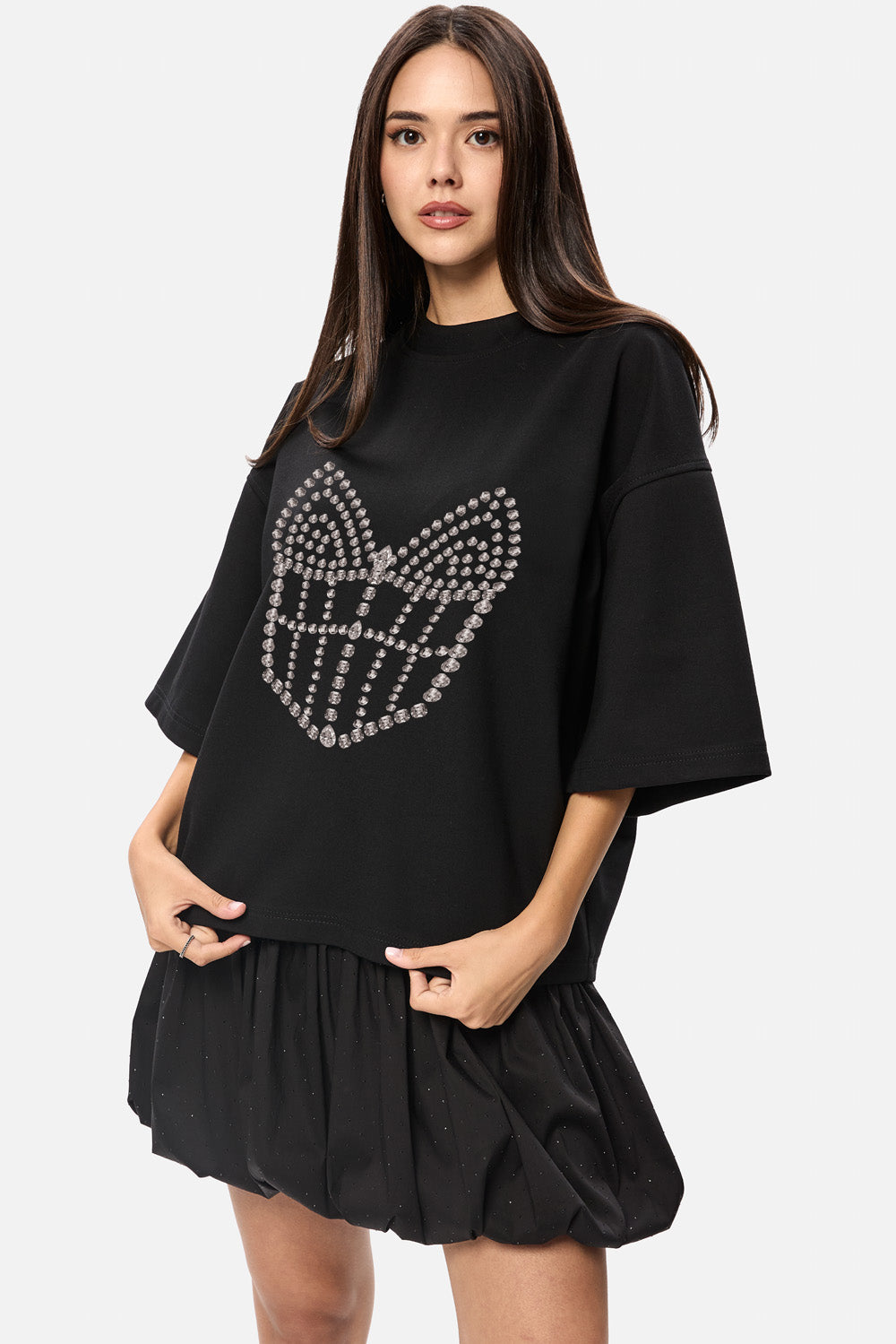 Tricou cu imprimeu La Perle | Femei | Negru | Stil Modern & Elegant | Confort & Funcționalitate | Atelier Hamza