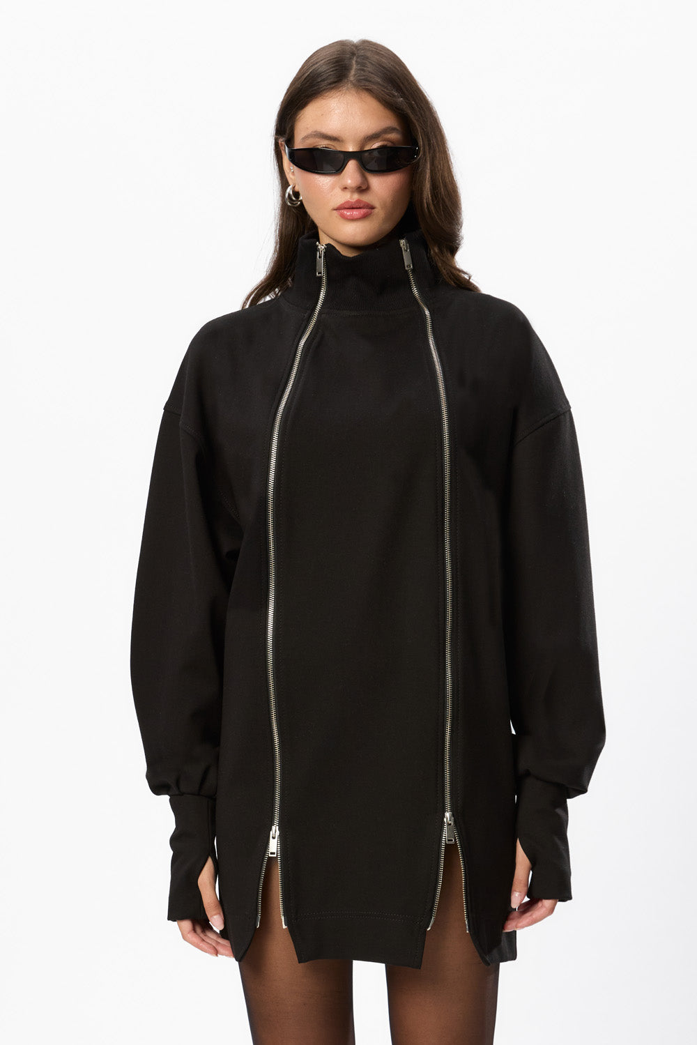 Bipolar Black 2-Way Zip Mini Dress