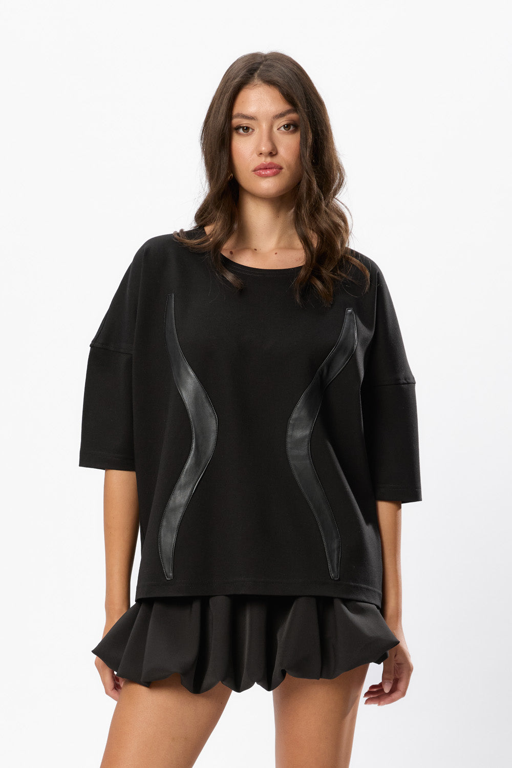 Gitana Black with Leather Stripes T-shirt