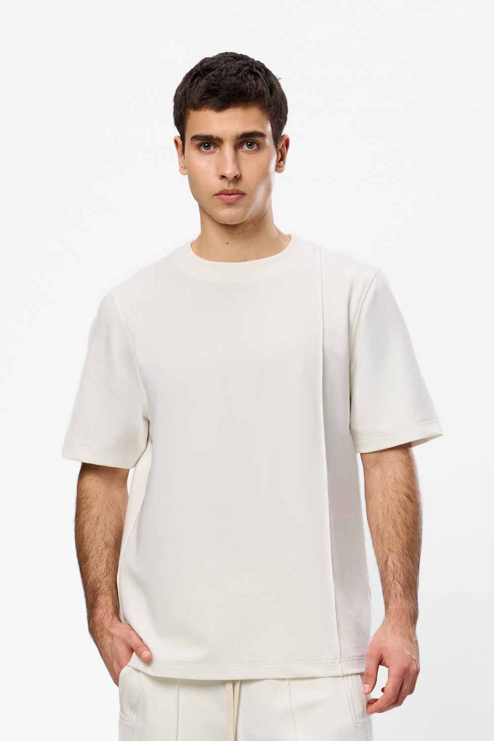 Khan V2 beige seam detail T-shirt