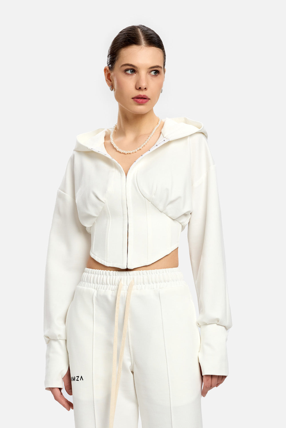 Karol off white Hoodie with corset