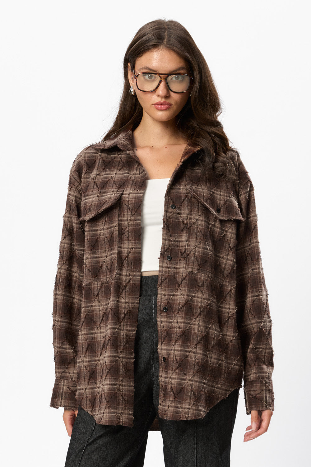 Rombo  Brown Oversized Shirt