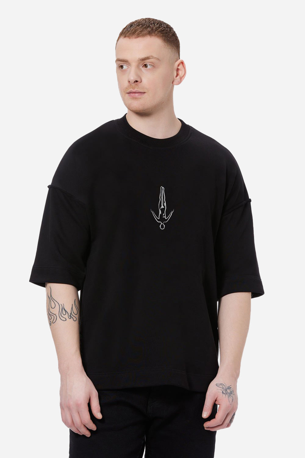 Tricou cu broderie Angel | Bărbați | Negru | Stil Modern & Elegant | Confort & Funcționalitate | Atelier Hamza
