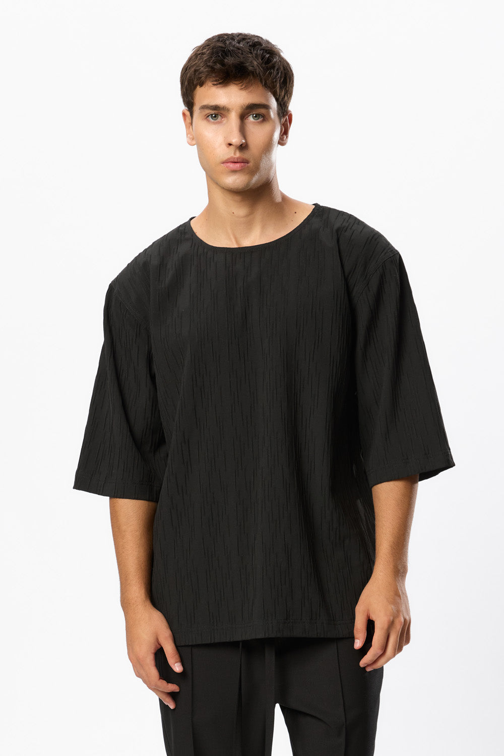 Thom Black Textured T-Shirt