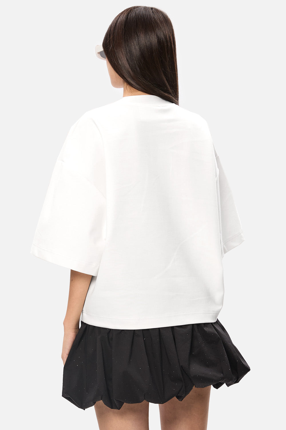 Luna with bows applique black T-shirt W