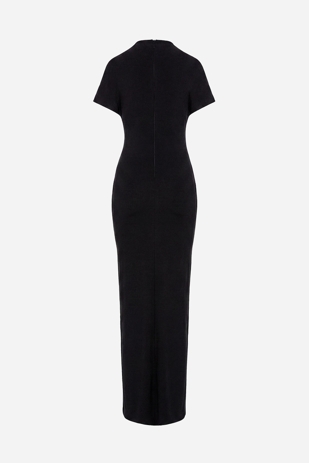 Rochie fluidă femei neagră din lycra, manechin invizibil, vedere din spate