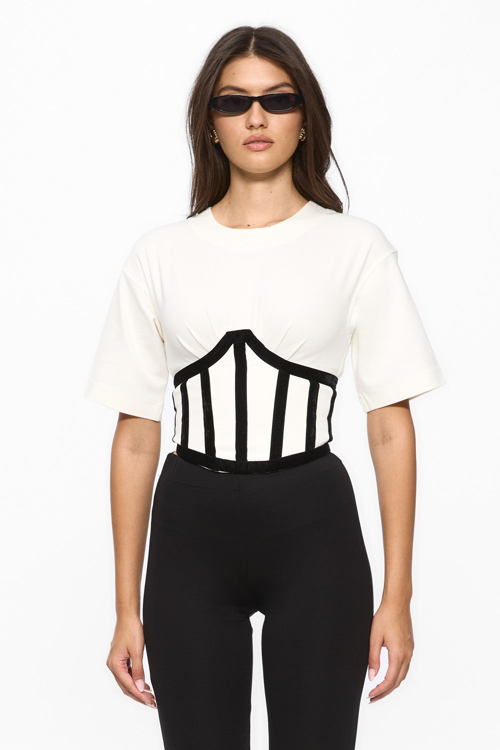 Beżowa koszulka La Perle z nadrukiem W