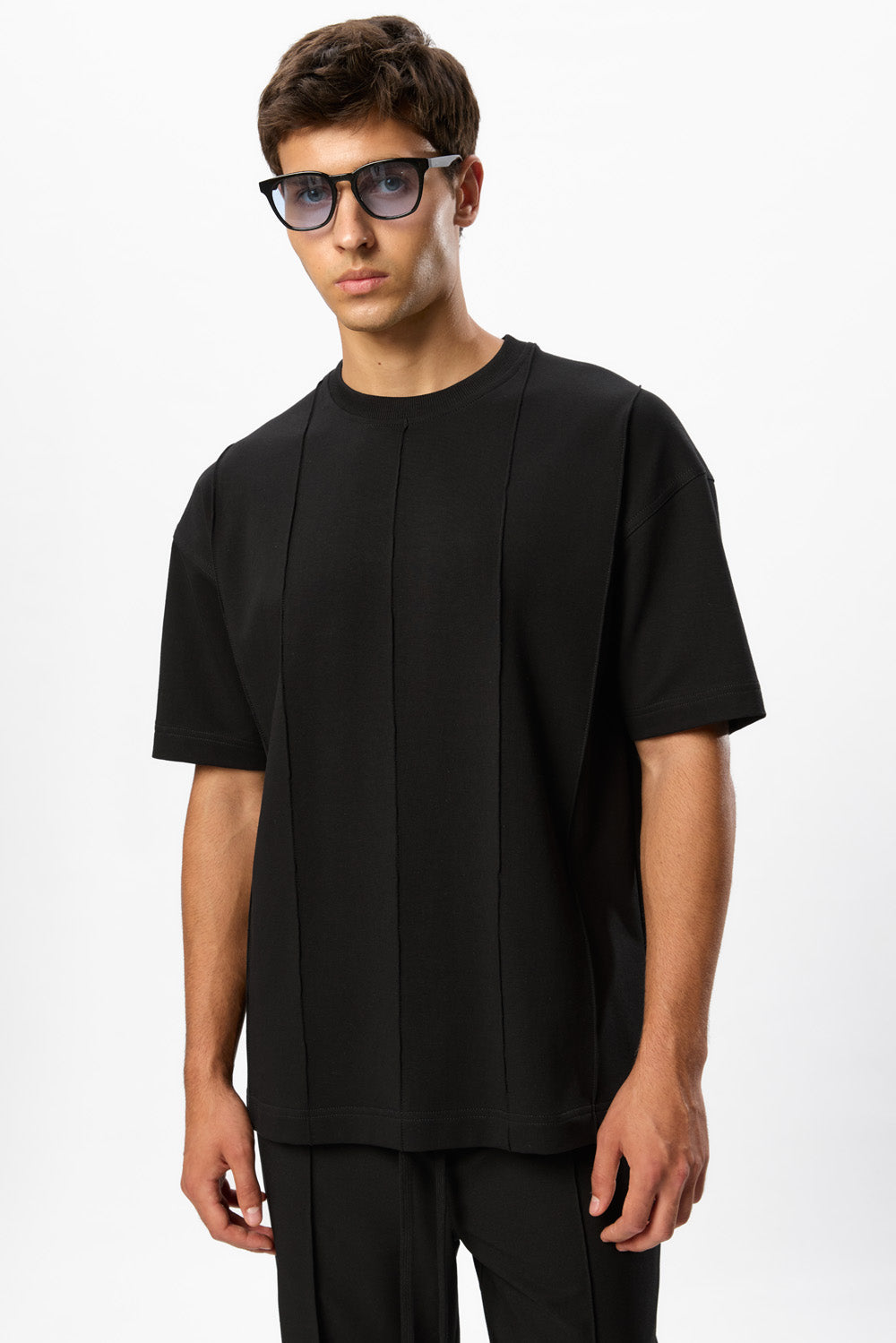 Linea Black T-shirt with stripes