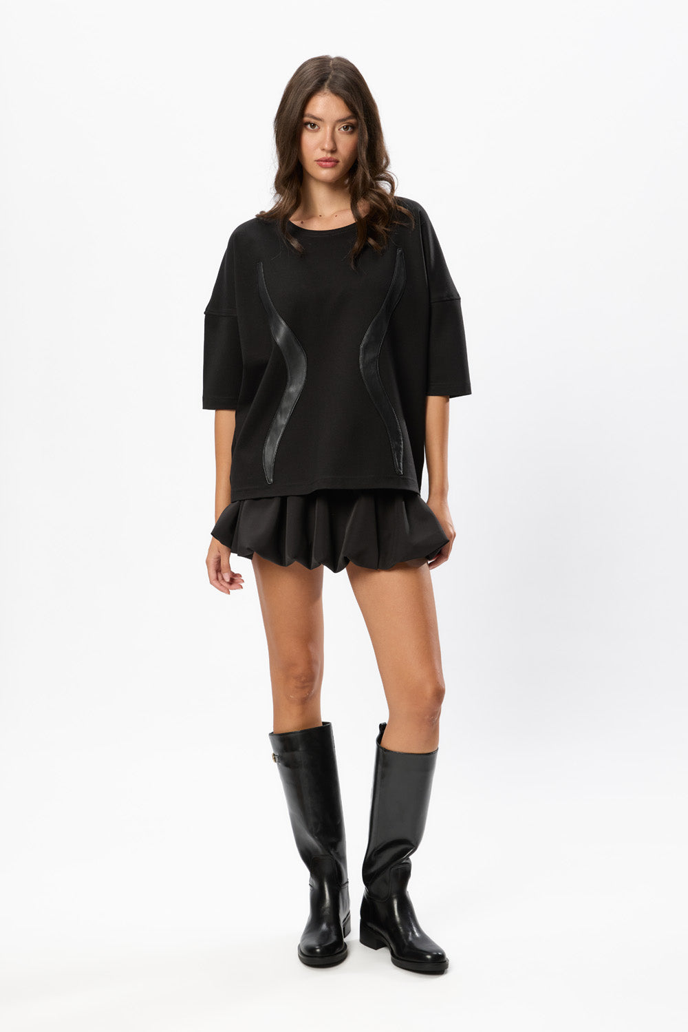 Gitana Black with Leather Stripes T-shirt
