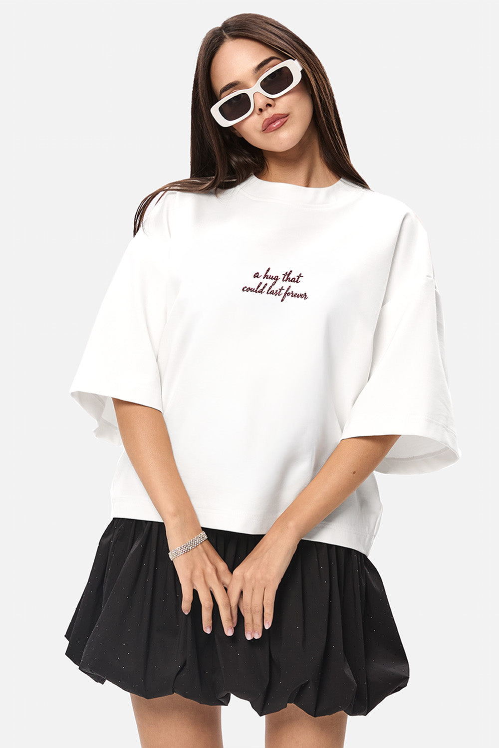 Burgundy Hands printed Off-White T-Shirt
