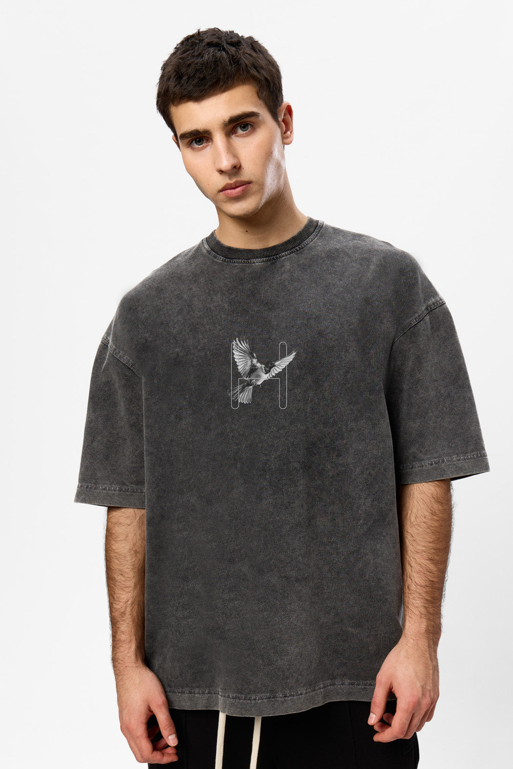Birds Printed Vintage Grey T-Shirt