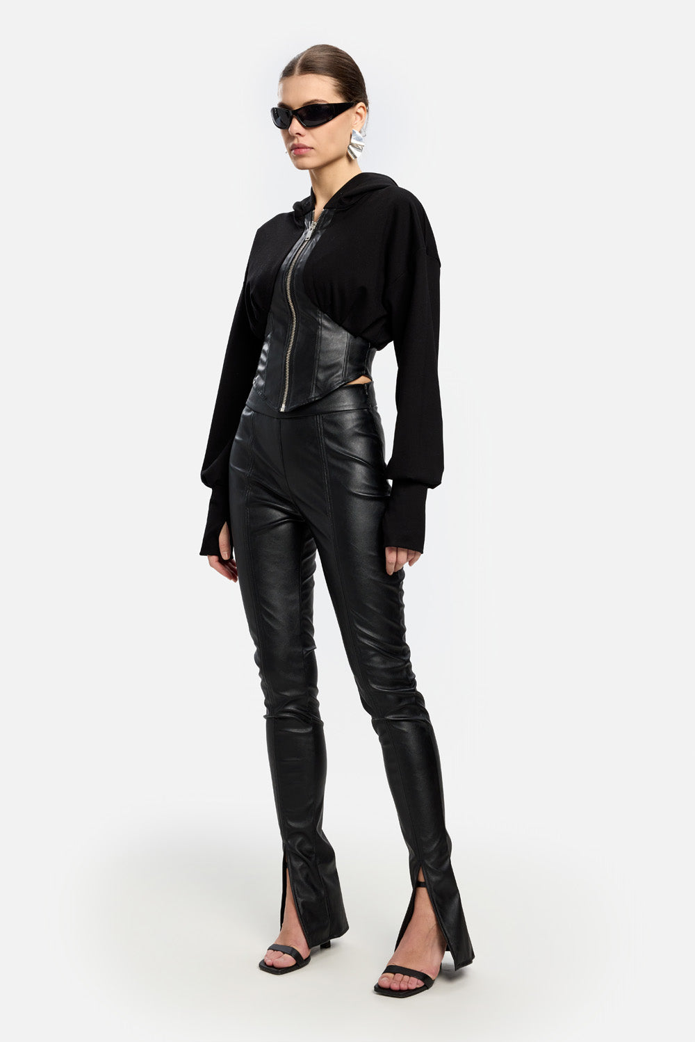 Karol leather corset Hoodie