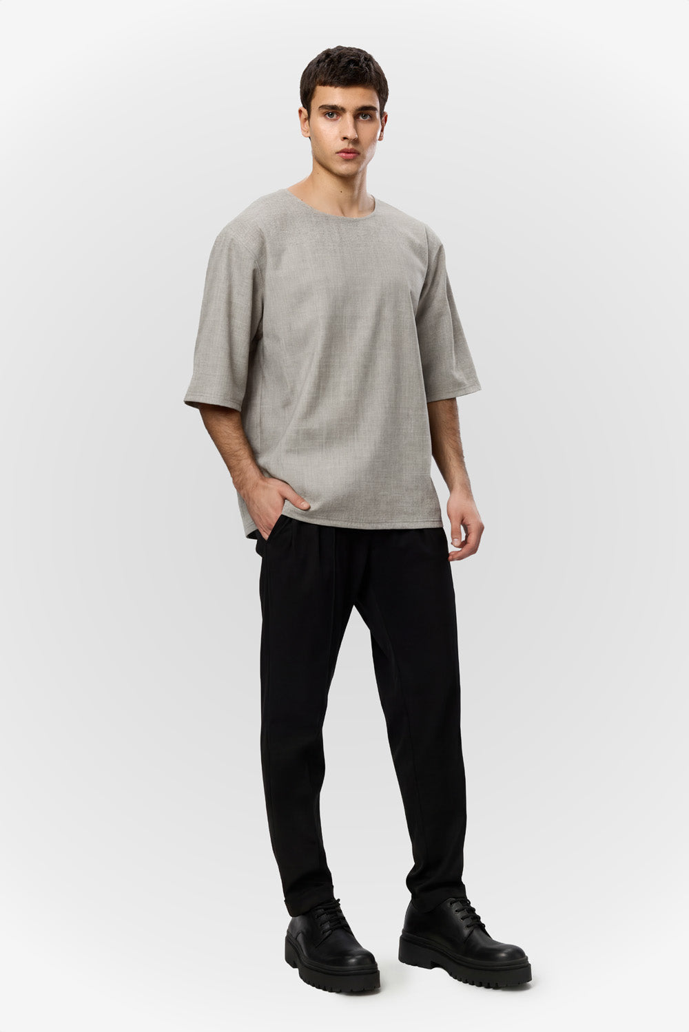 Thom grey melange cloth T-shirt