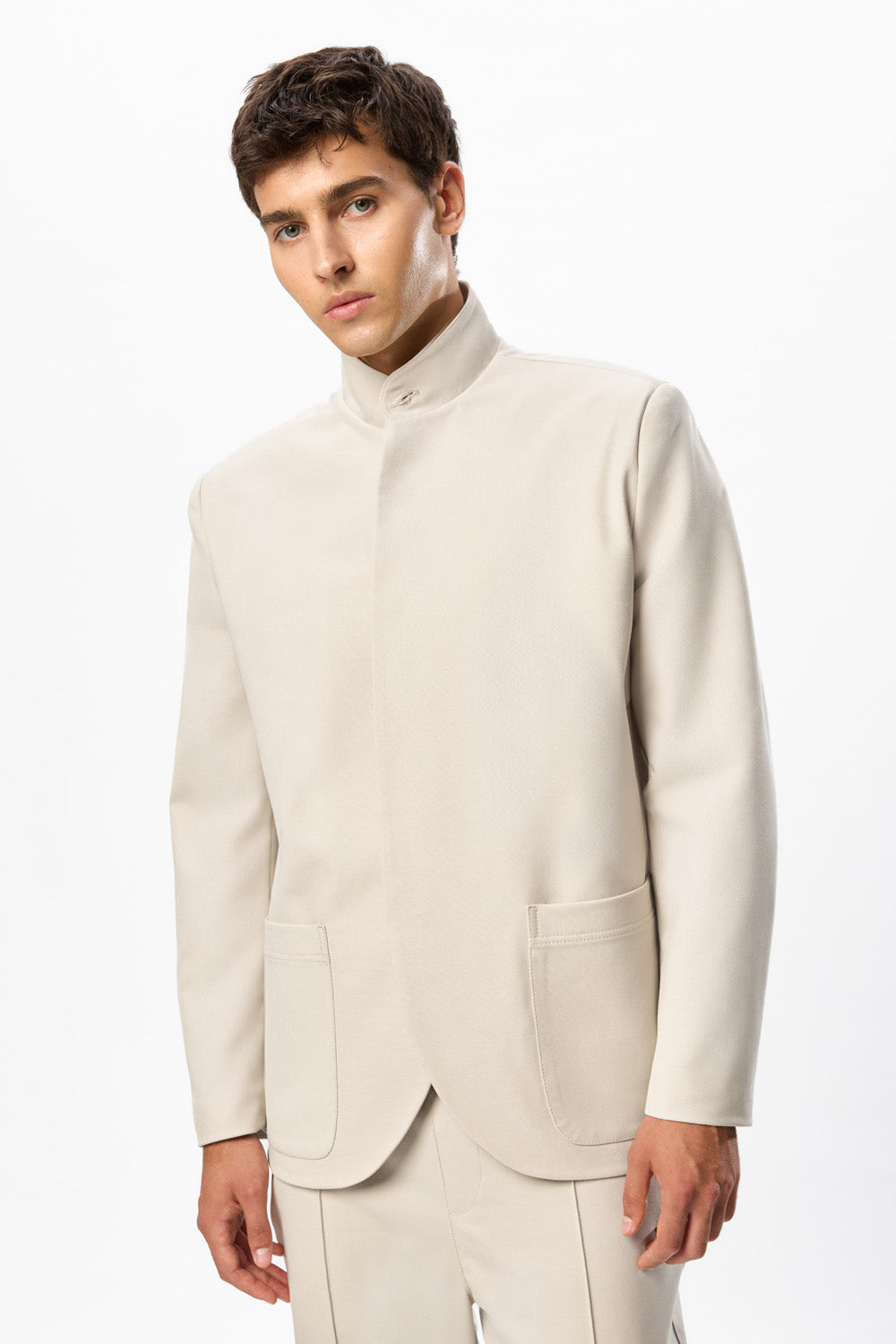 Luce Vanilla Wool Blend Cloth Jacket