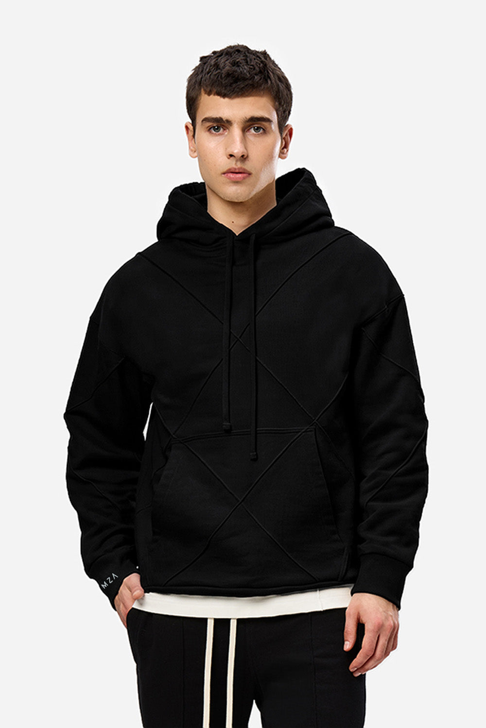 Diamond Black Cotton Hoodie