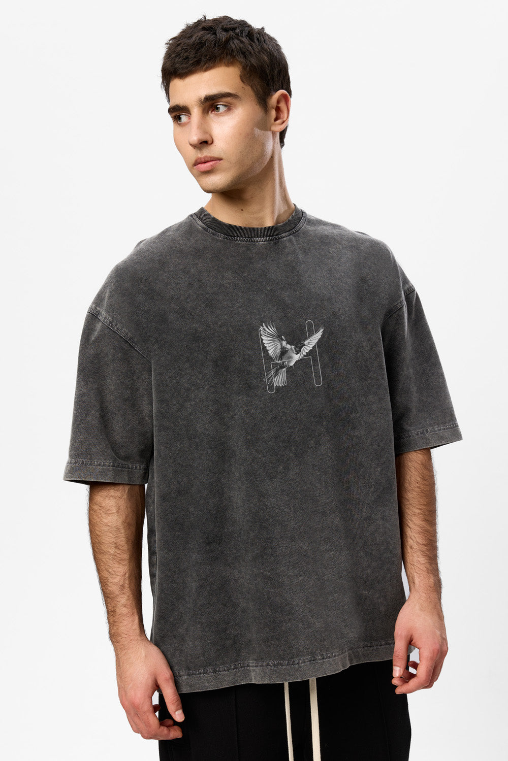 Birds Printed Vintage Grey T-Shirt