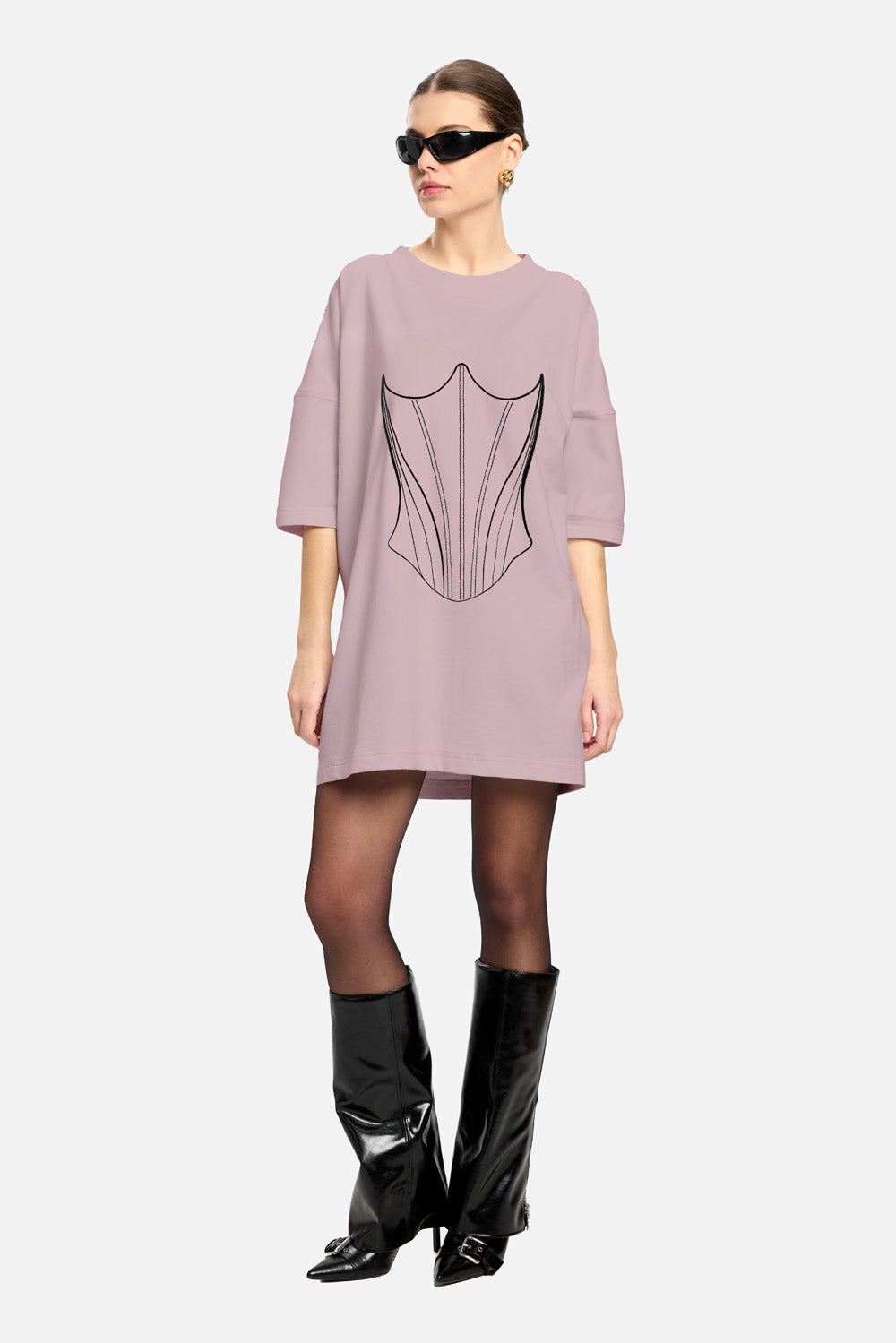 Rochie cu broderie Corset | Femei | Roz | Stil Modern & Elegant | Confort & Funcționalitate | Atelier Hamza