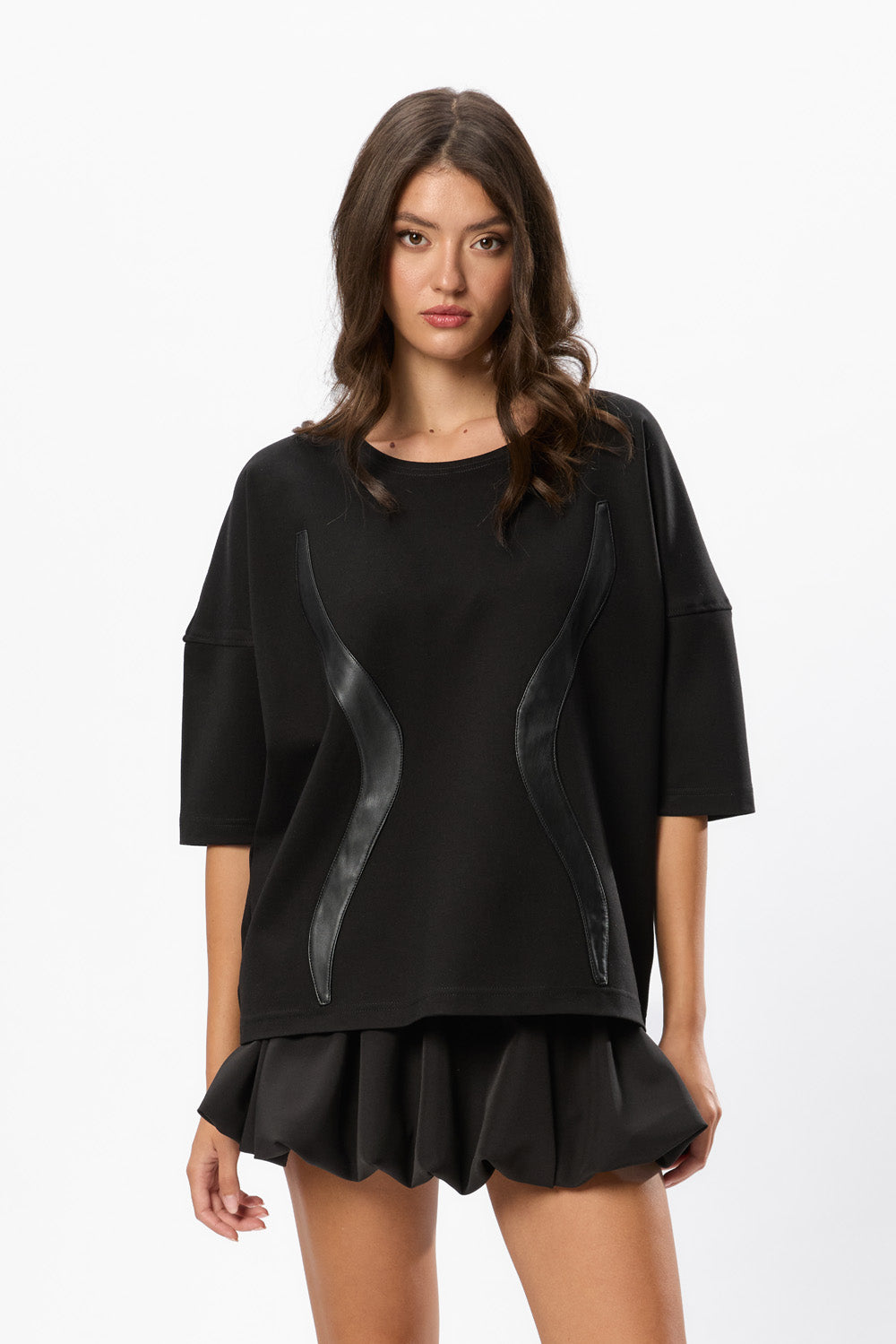 Gitana Black with Leather Stripes T-shirt
