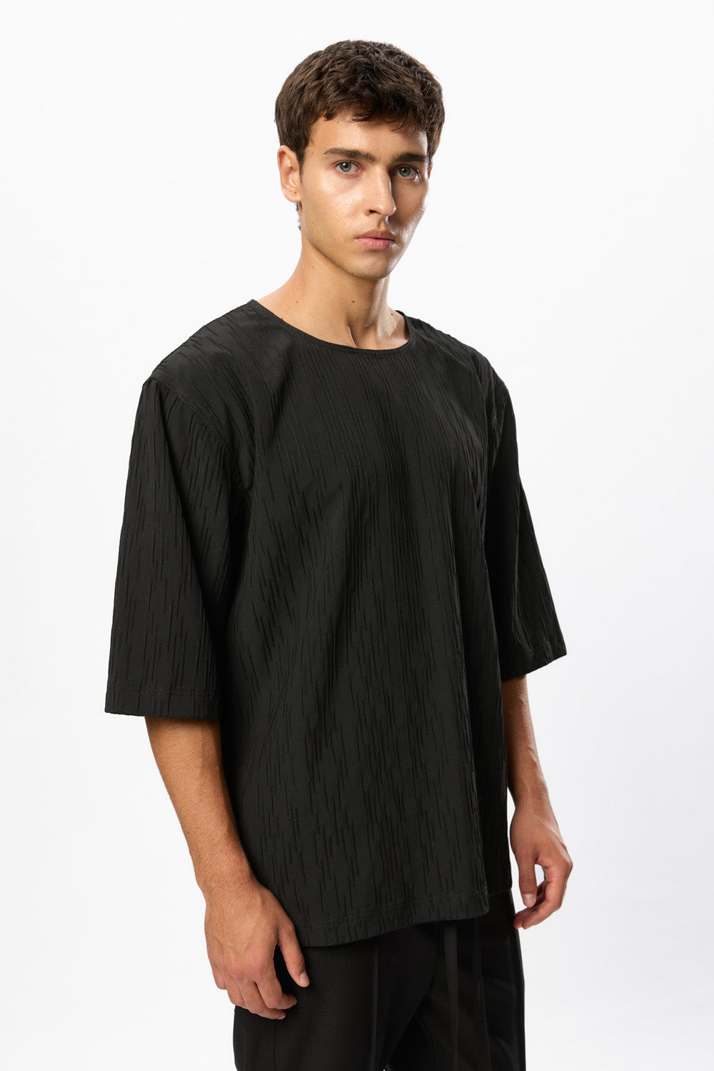 Thom Black Textured T-Shirt