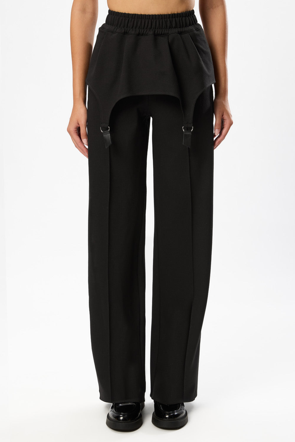 Goddess  Black elastic Pants with garter straps