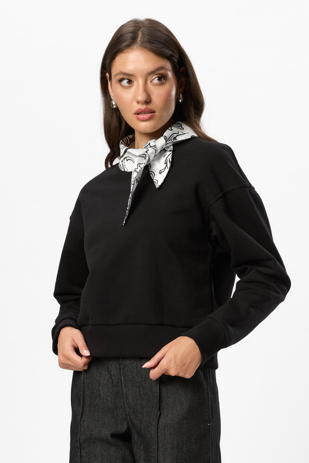 Tiffany Sweater with Scarf Black