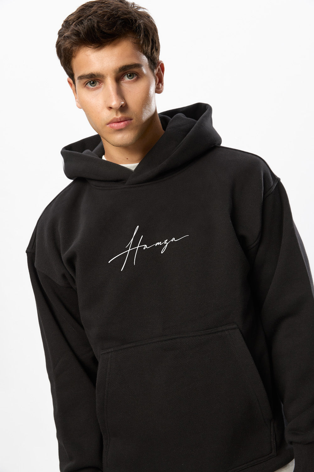 Kara V2 black printed fleece hoodie