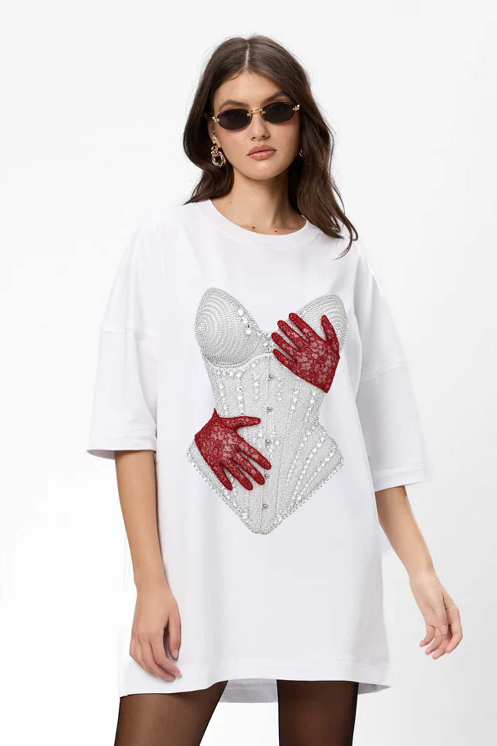 Sukienka T-shirt Bandana z nadrukiem gorsetu