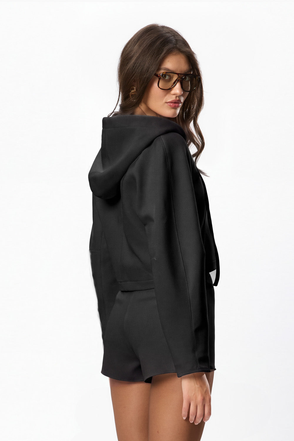 Feli Black Woven Hoodie