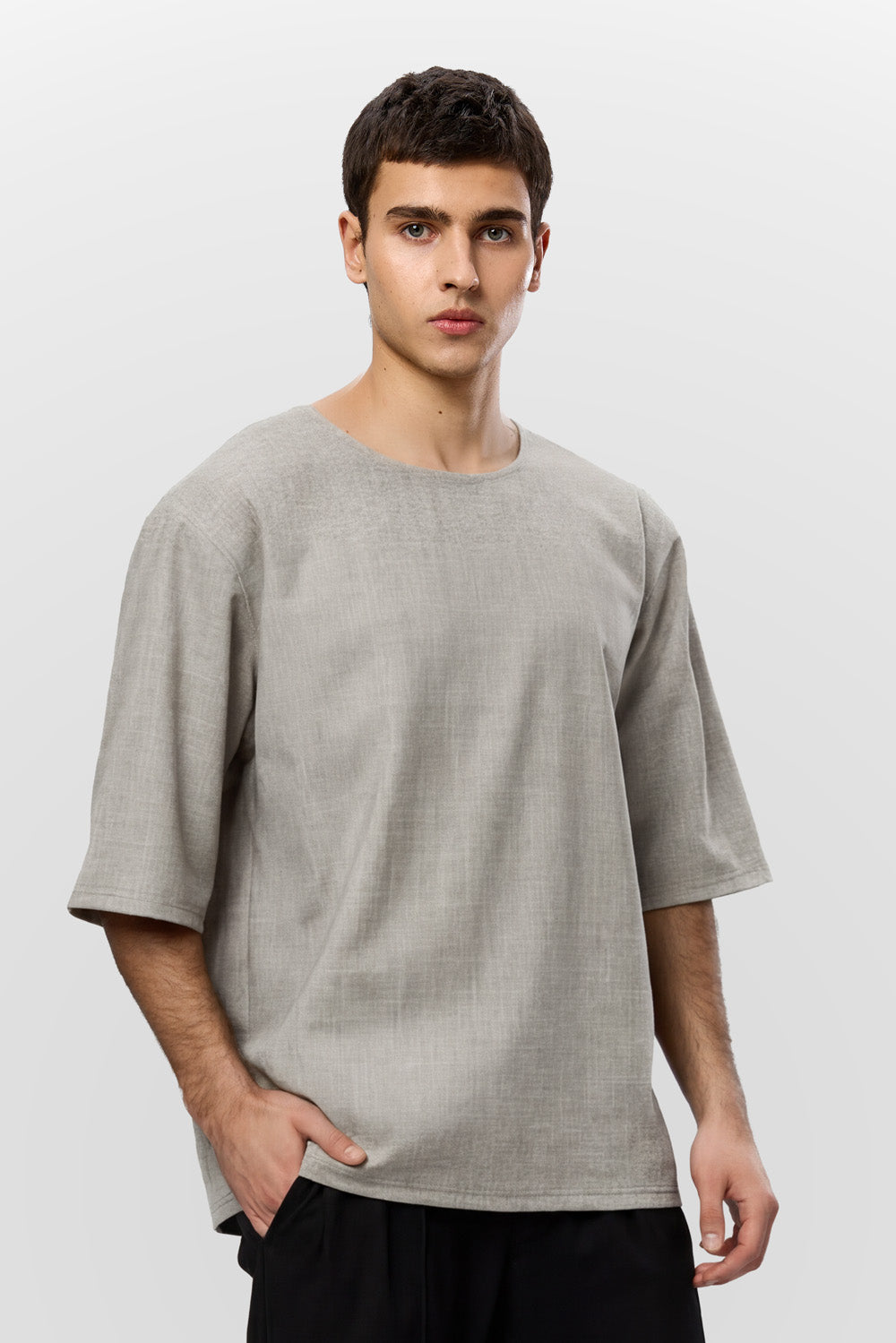 Thom grey melange cloth T-shirt