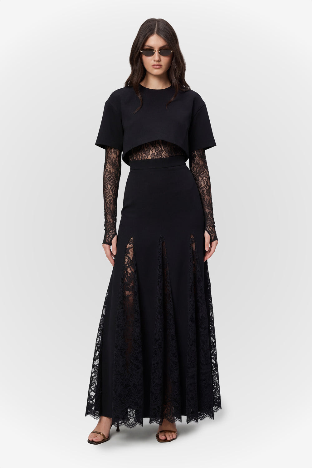 Spódnica Snowflake z czarnymi koronkami