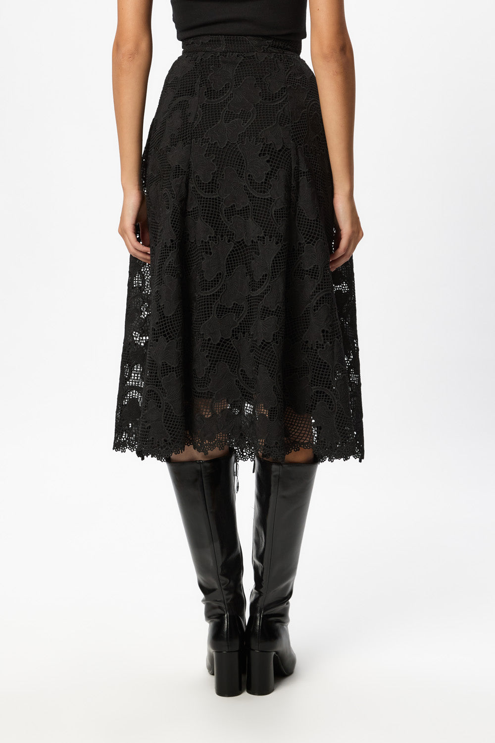 Snowflake Black Midi Skirt V3