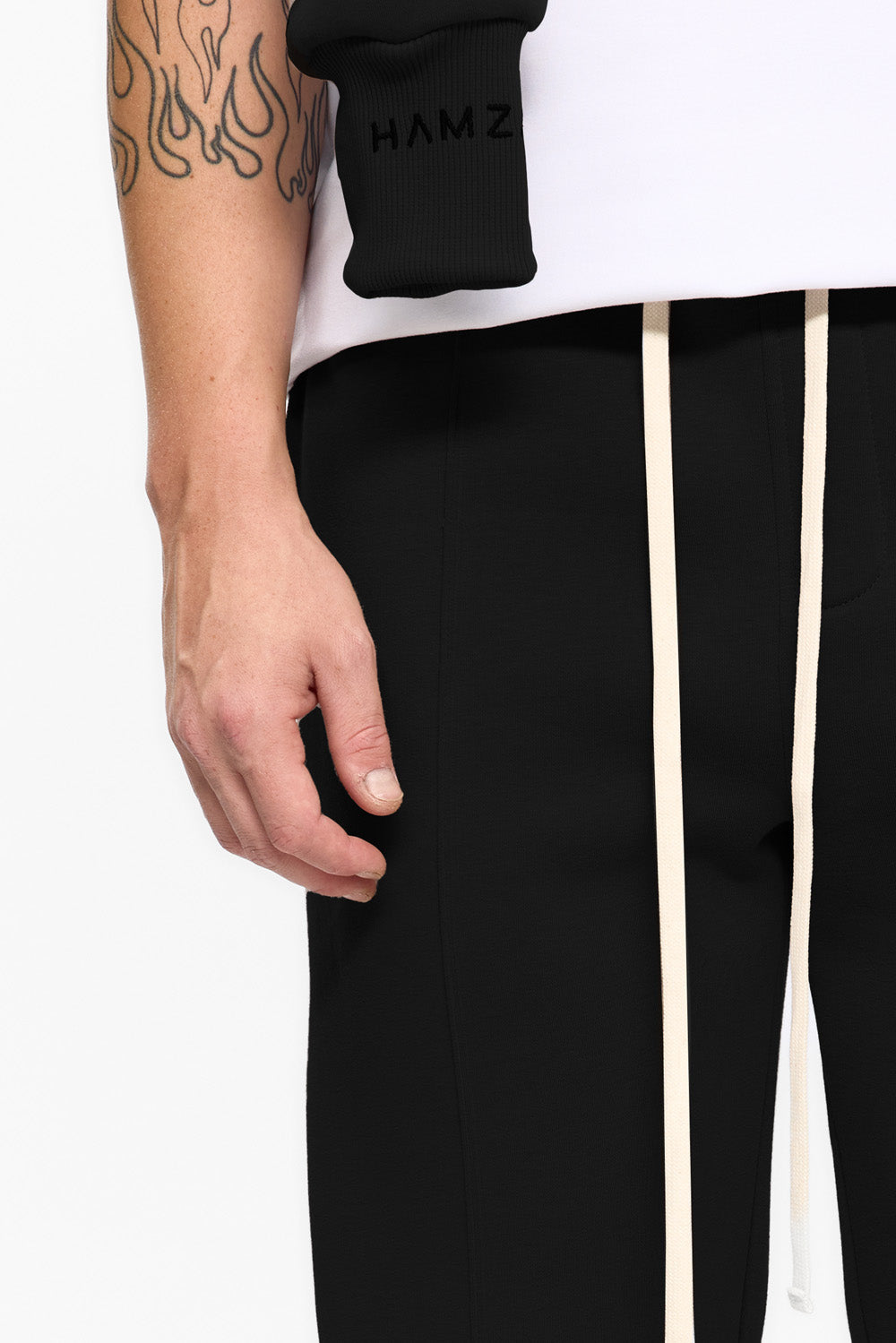 247 fleece Black sweatpants with decorative stitching