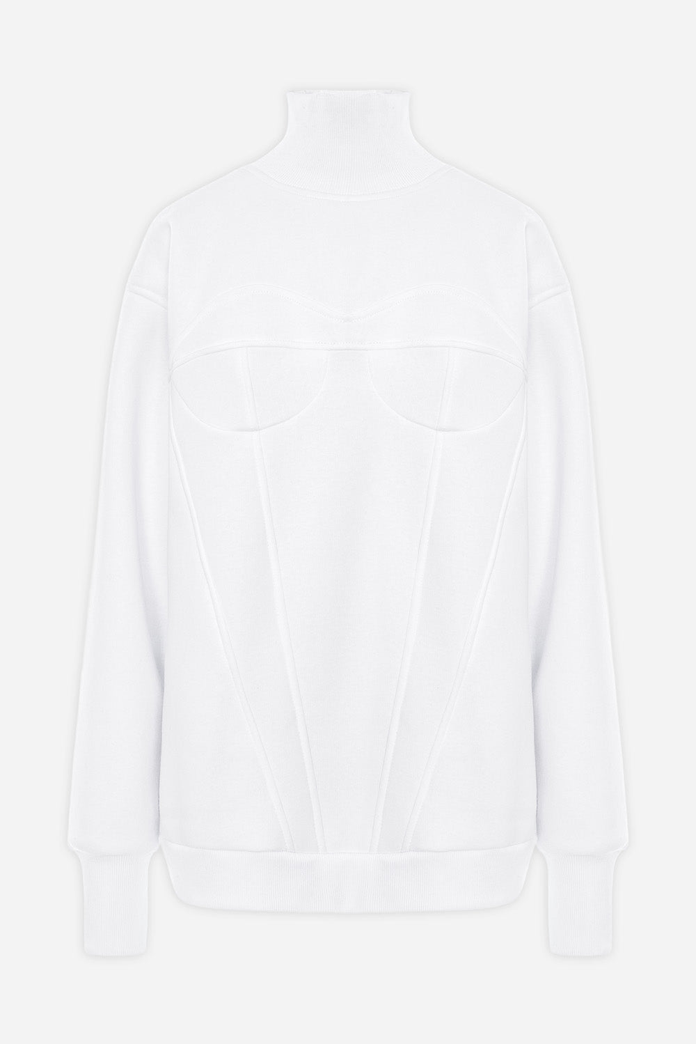 Czarny polarowy golf Kora z haftowanym gorsetem W