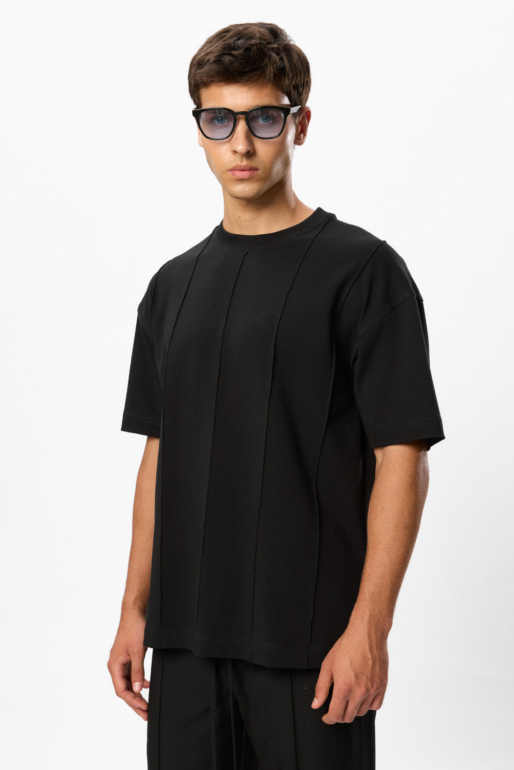 Linea Black T-shirt with stripes