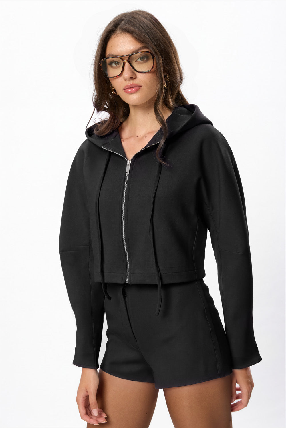 Feli Black Woven Hoodie