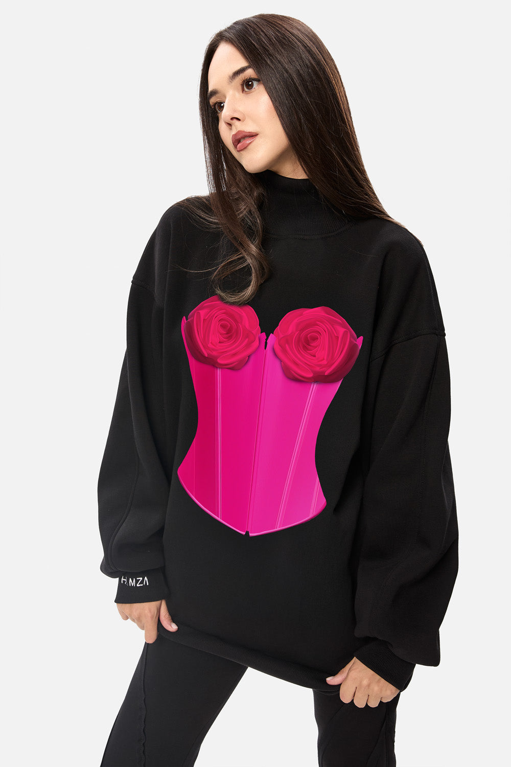 Roses Black Corset fleece Turtleneck W