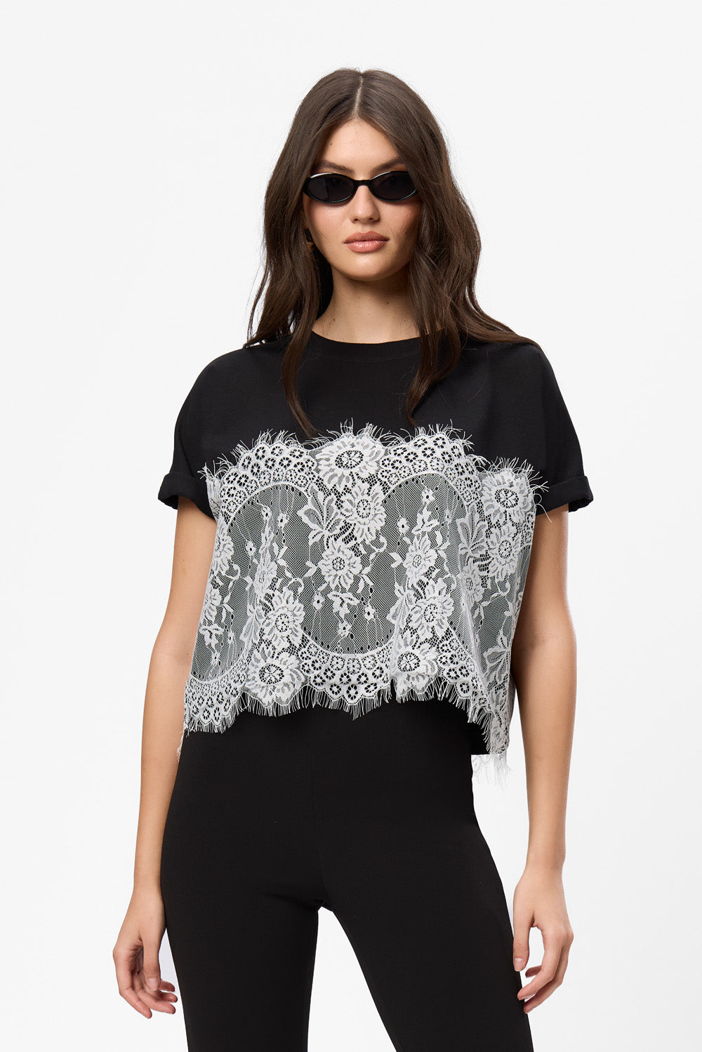 Muse V2 White T-Shirt with sheer lace