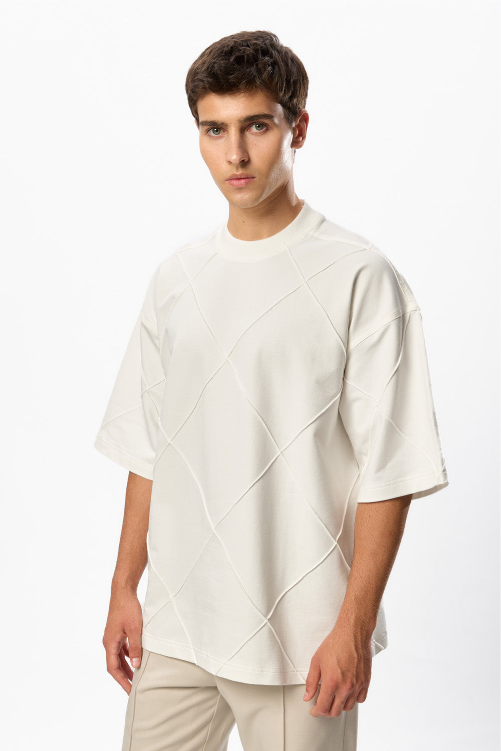 Diamond Oversized Off-White T-shirt